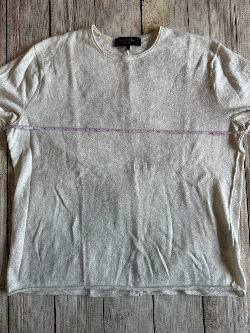 Rag & Bone Men's Cream Linen Blend Raw Hem Crewneck Sweater L - Picture 6 of 8